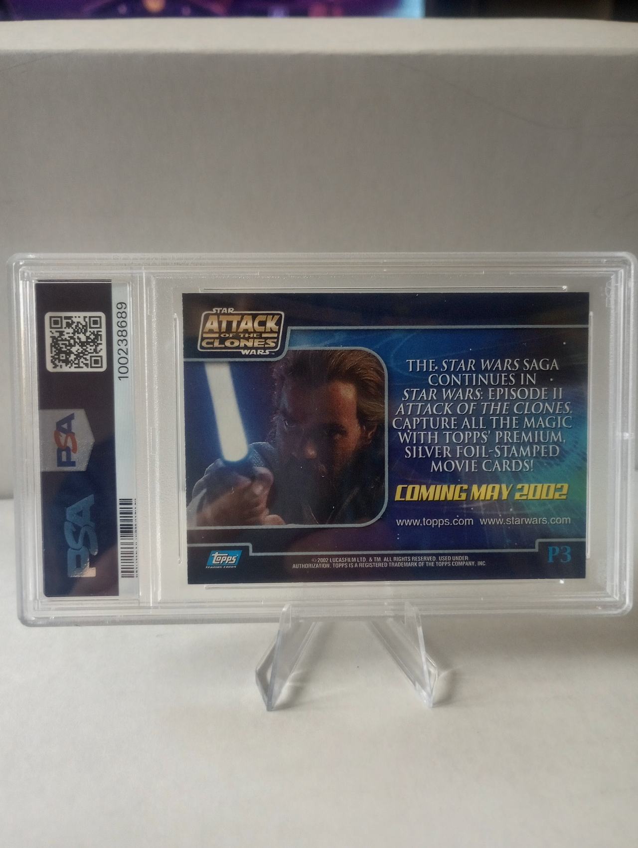 2002 Star Wars Attack of the Clones Promos #P3 The Saga Continues PSA 8