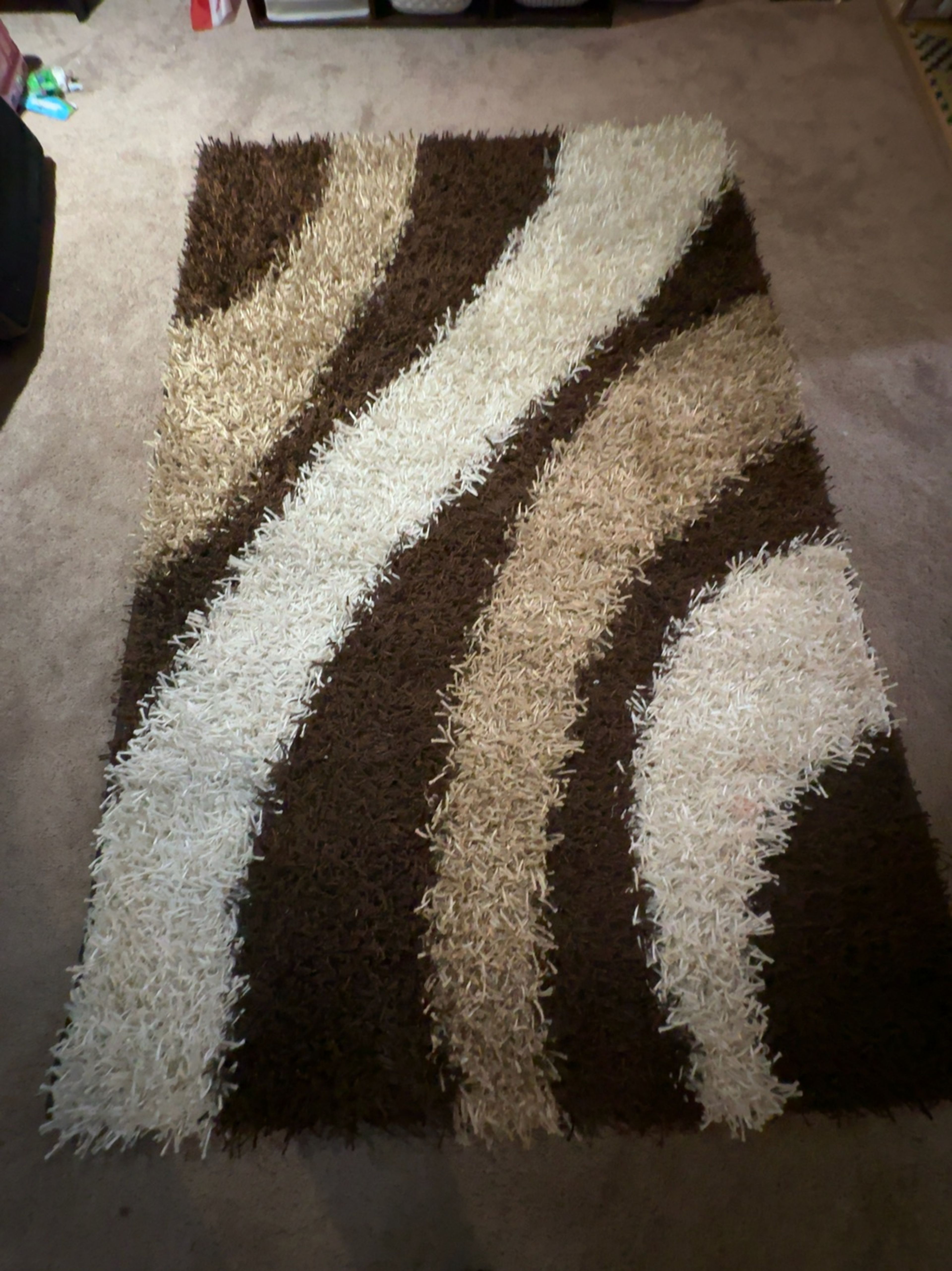 SAFAVIEH Florida Shag Dark Brown/Beige Striped Area Rug 6ft x 9ft
