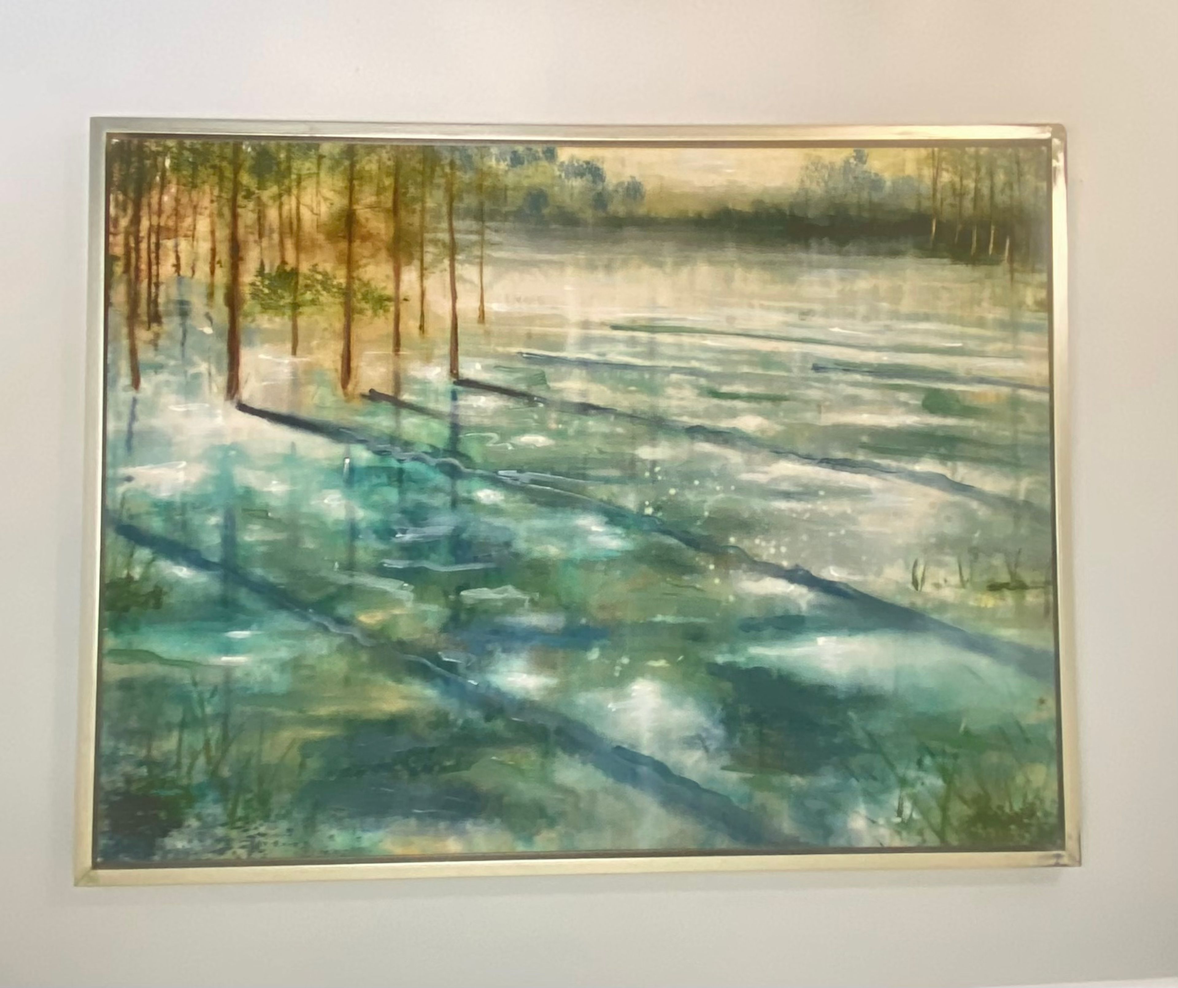 Water by the Trees Print on canvas with Frame