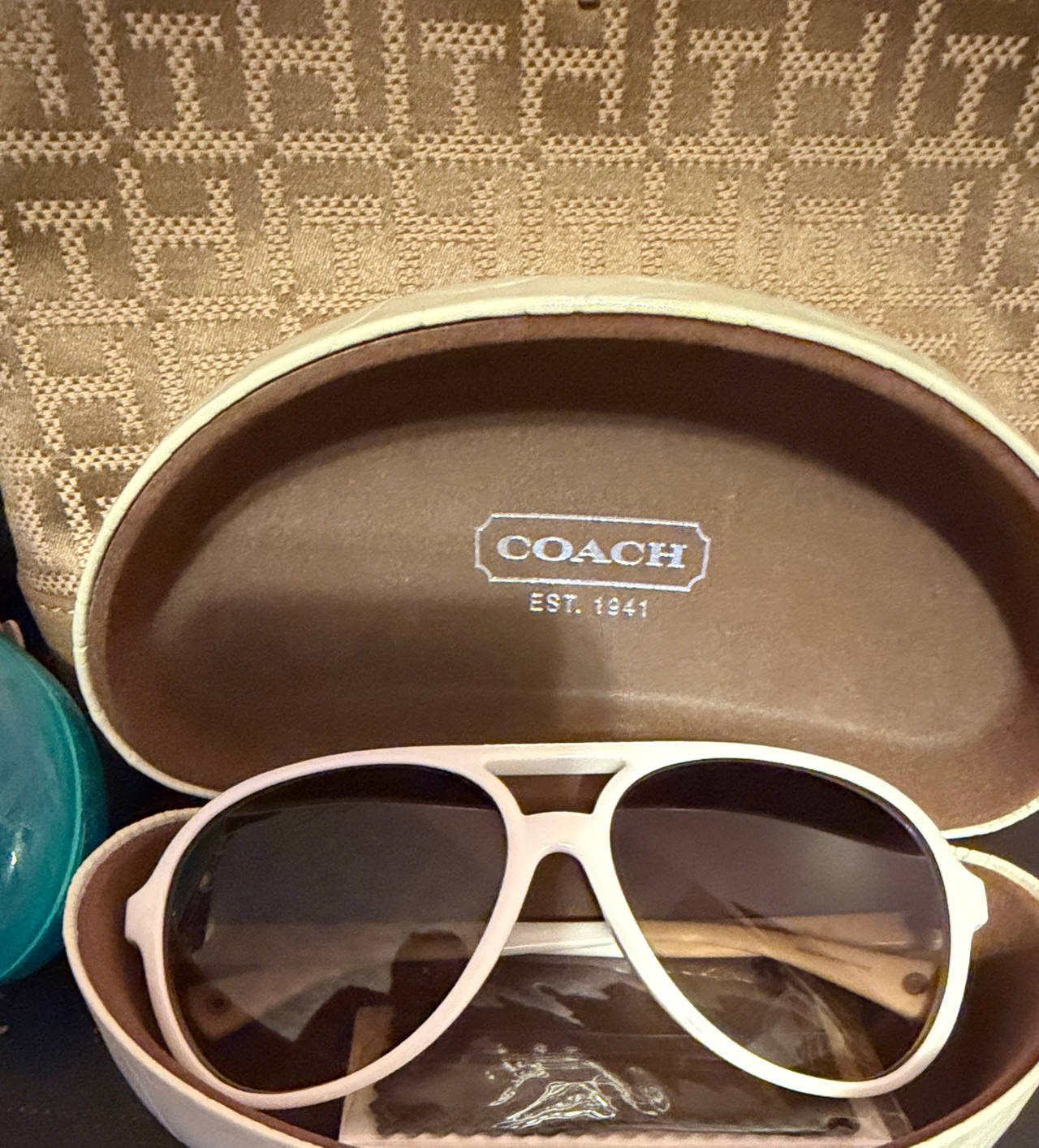 Coach Daisy White Aviator Sunglasses