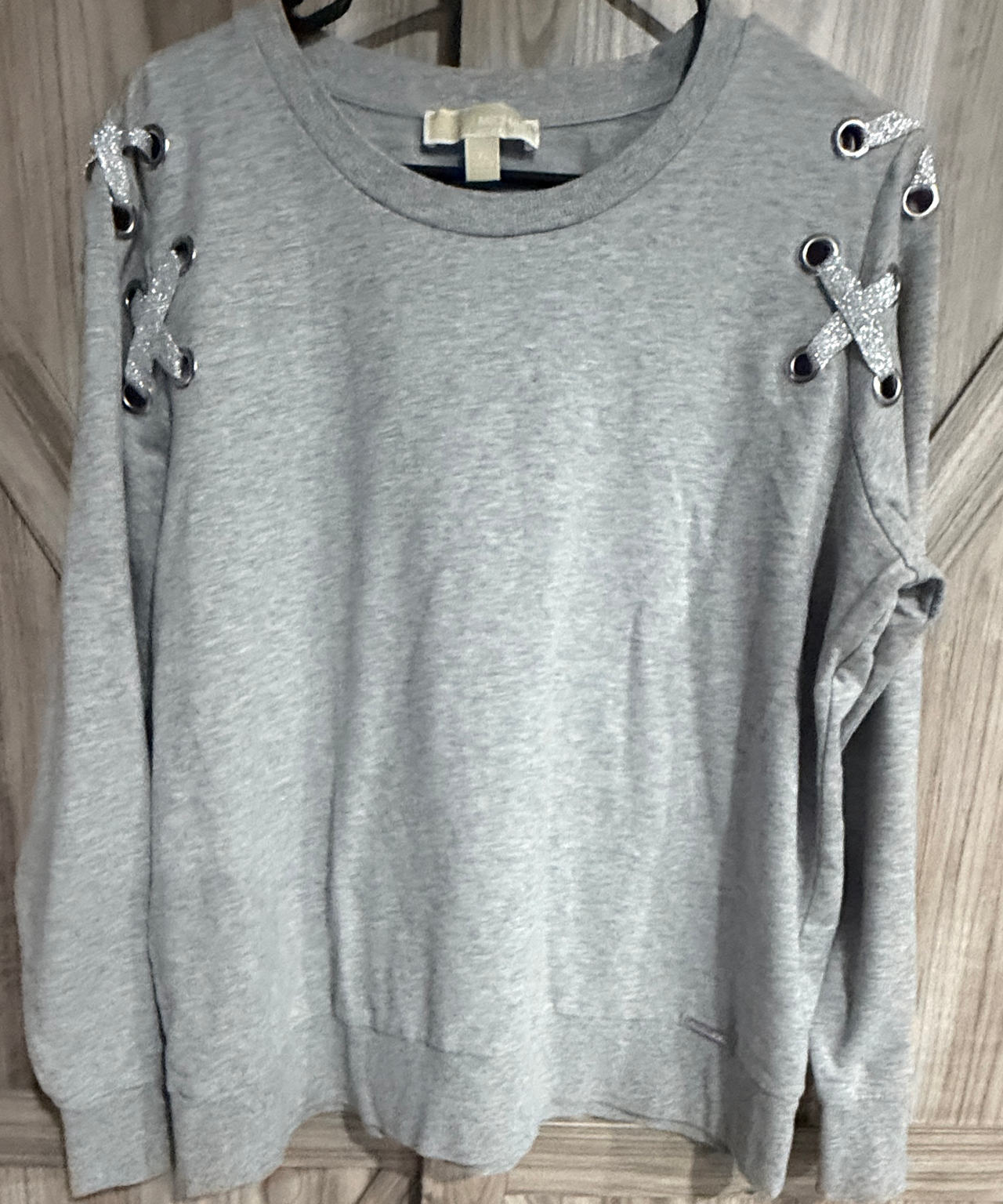 Michael Kors Glitter Lace-Up Shoulder Sweatshirt XL