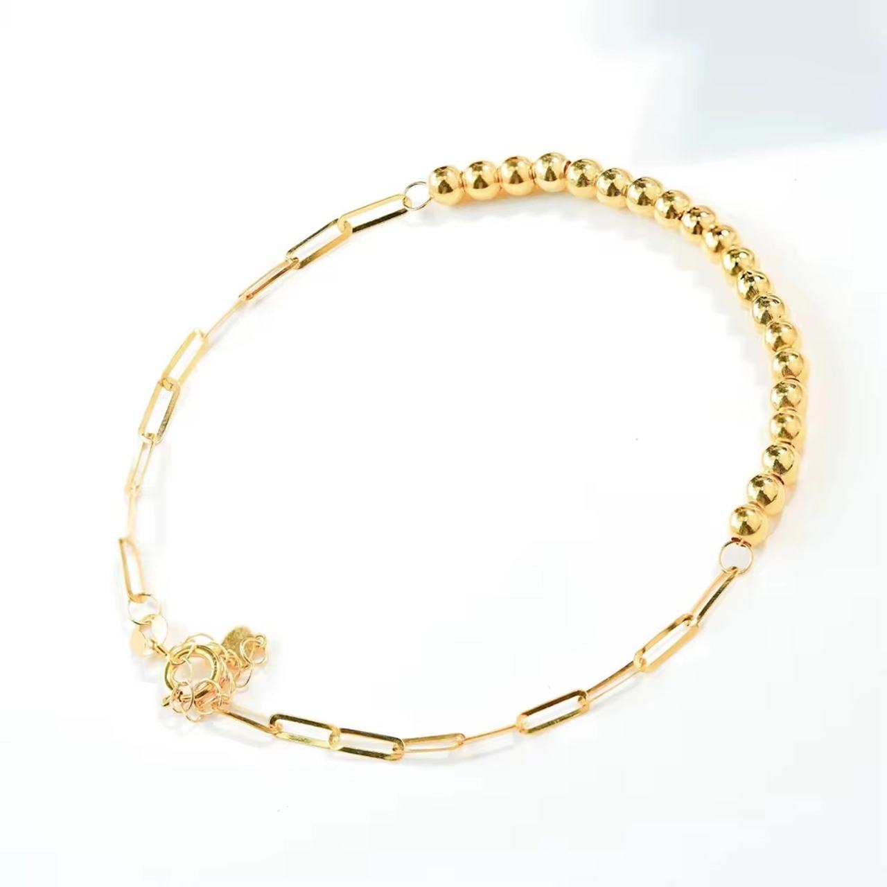 PURE 18k  Bead and Paperclip Chain Necklace