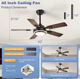Depuley 42 Inch 5-Blade LED Ceiling Fan - Image 2
