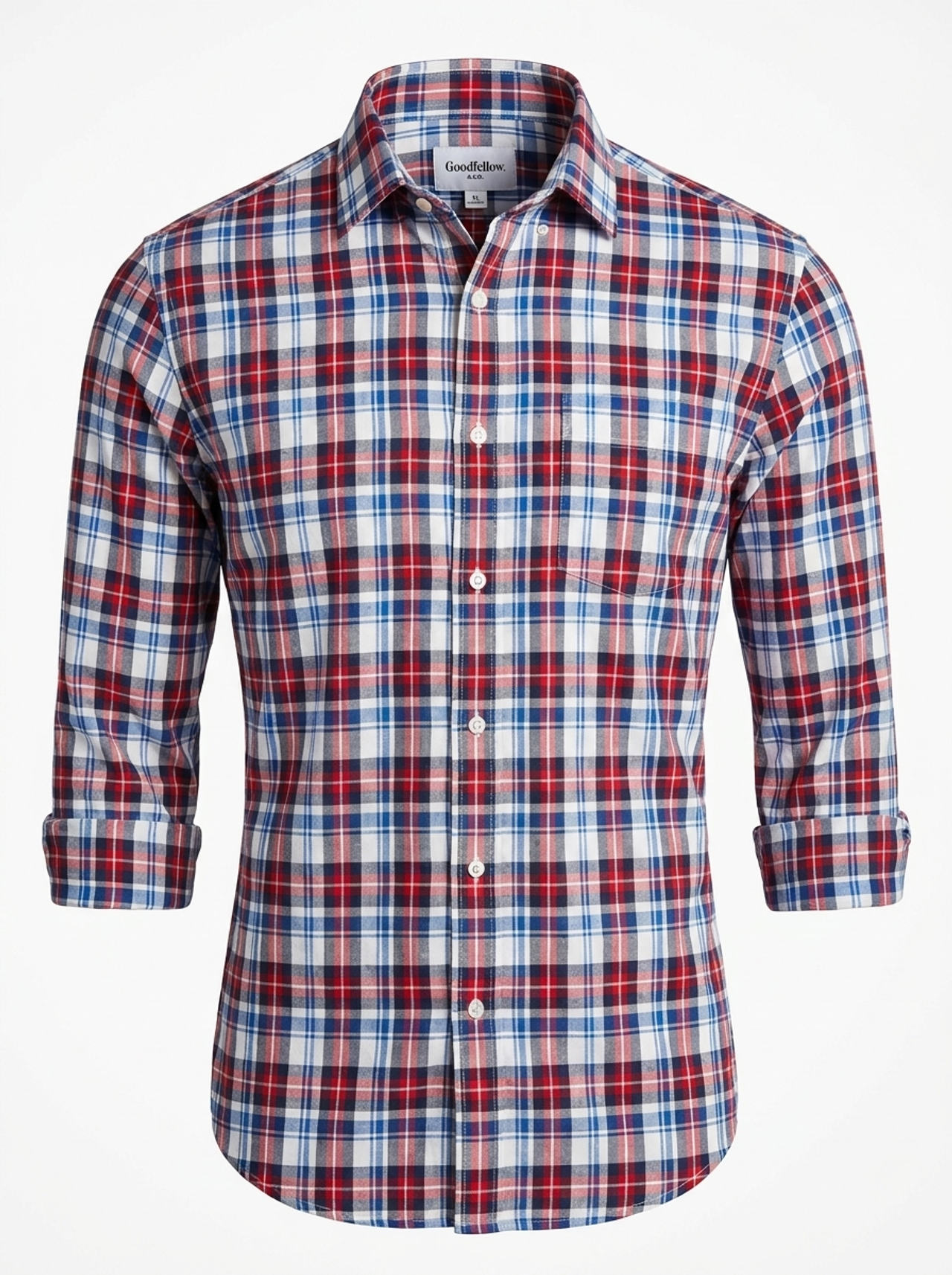 Goodfellow & Co Men's Standard Fit Plaid Button-Down Shirt XL