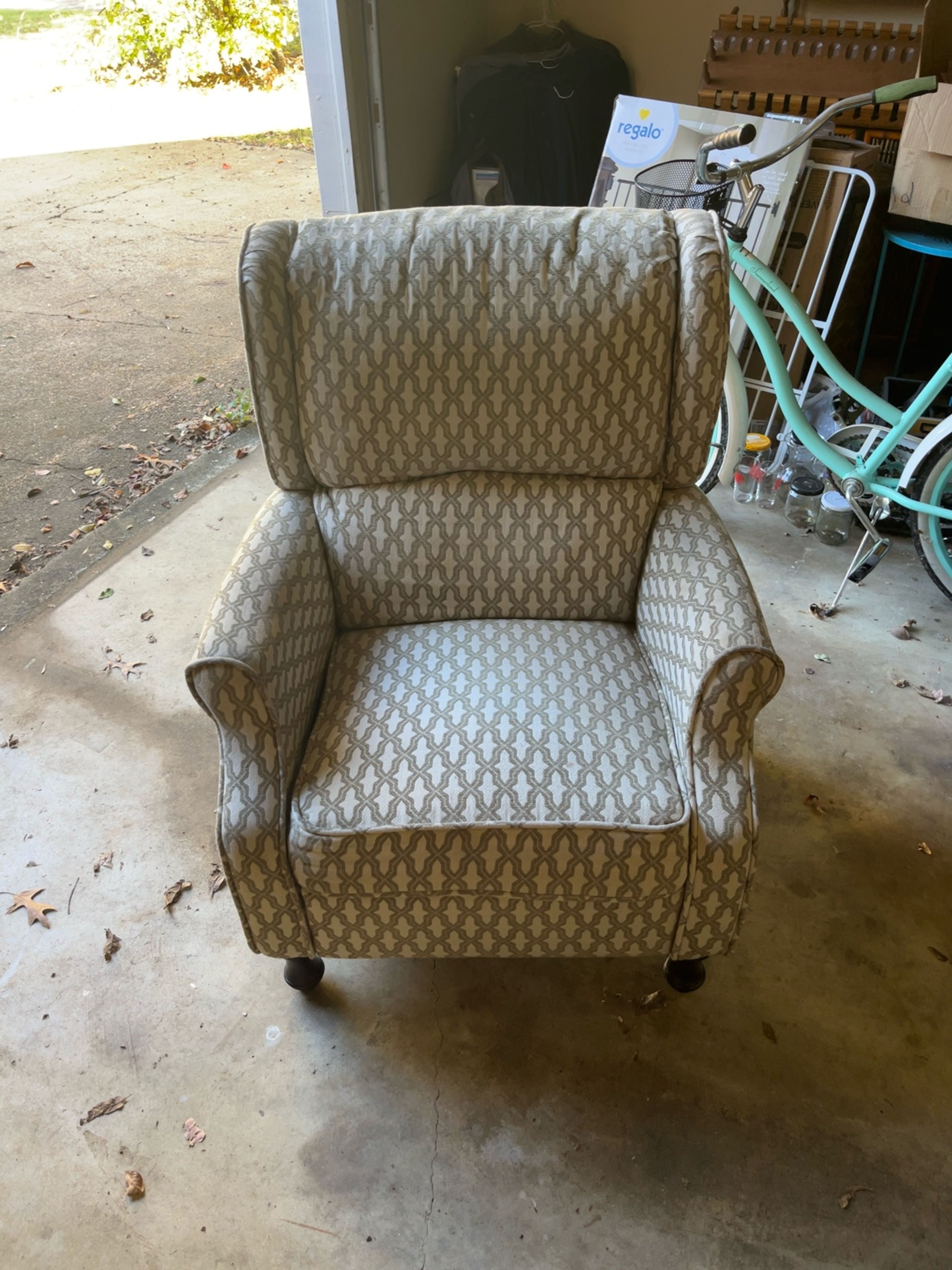 Rosevera Victoria Padded Push Back Recliner Chair Navy Blue