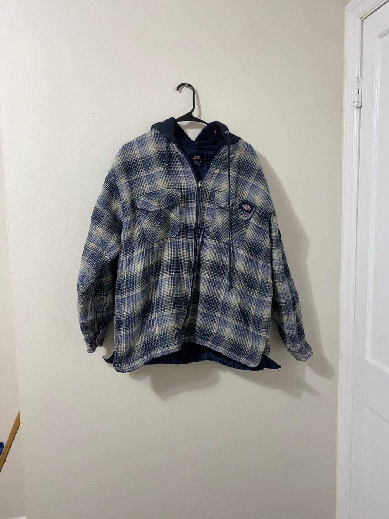 Dickies Hooded Flannel Quilted Jacket Blue Plaid