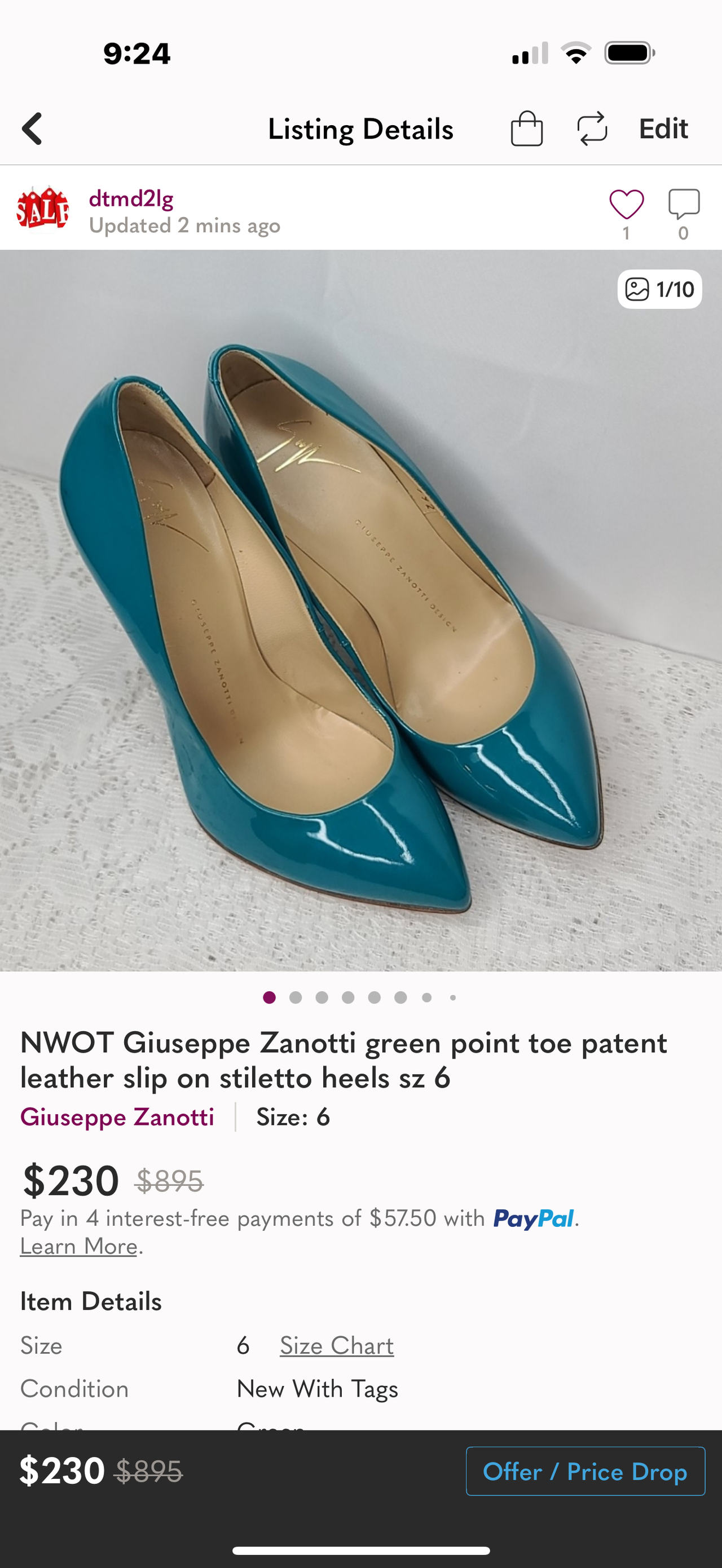 Giuseppe Zanotti Point Toe Patent Leather Stiletto Heels
