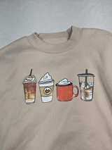 Coffee Graphic Oversized Sweatshirt womens Medium Gray - Image 5