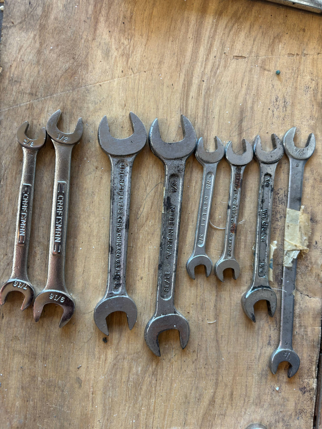 Vintage Mixed Open End Wrench Lot