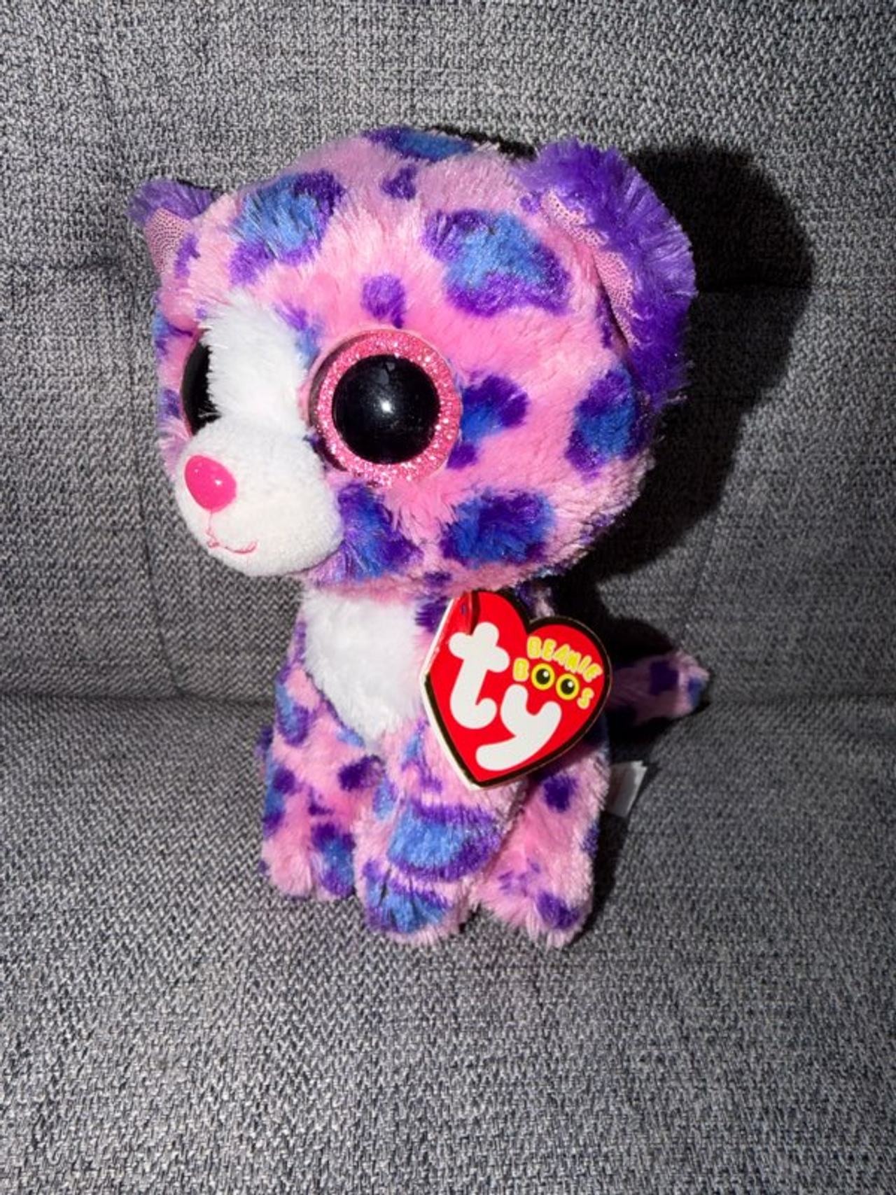 Ty Beanie Boos Reagan the Pink Purple Leopard CLAIRES EXCLUSIVE