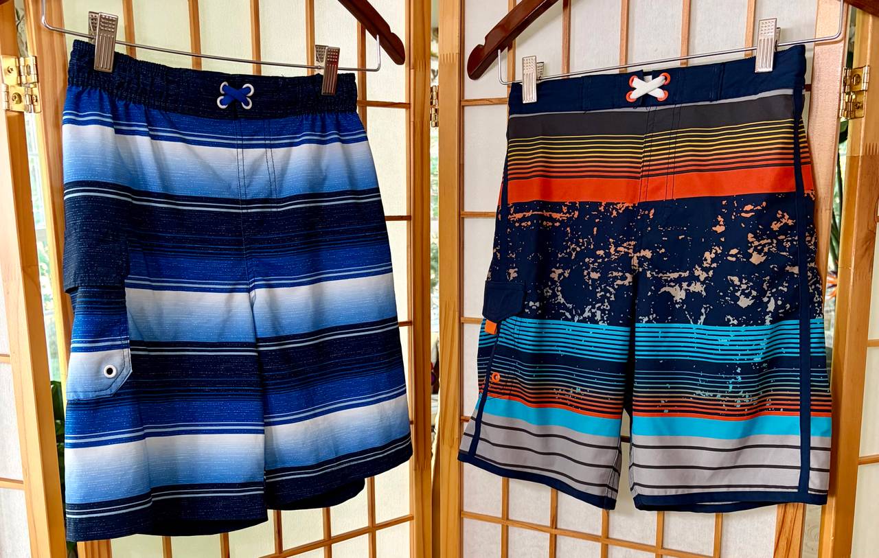 Boys Striped Swim Trunks Set