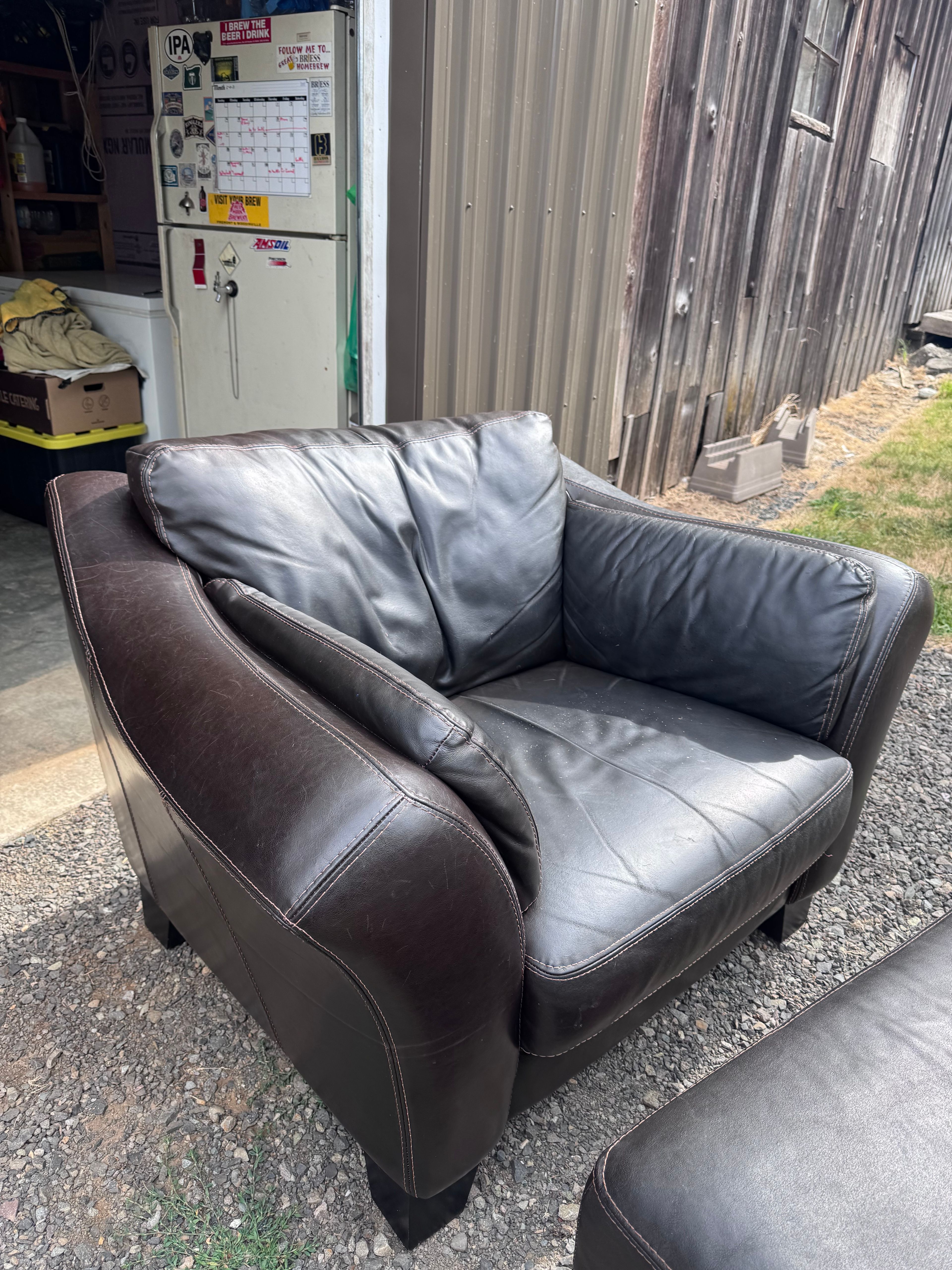 Leather Armchair and Ottoman Set - Image 2