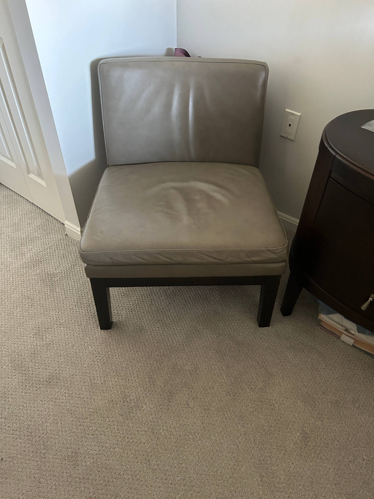 Armless Leather Accent Chair