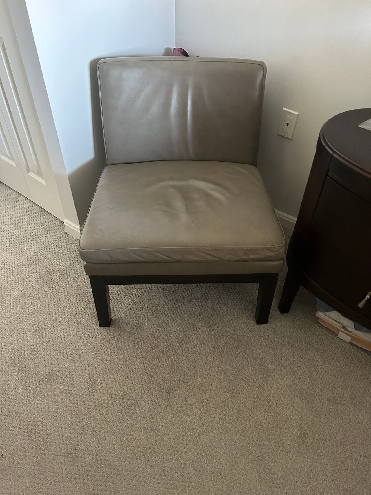Armless Leather Accent Chair