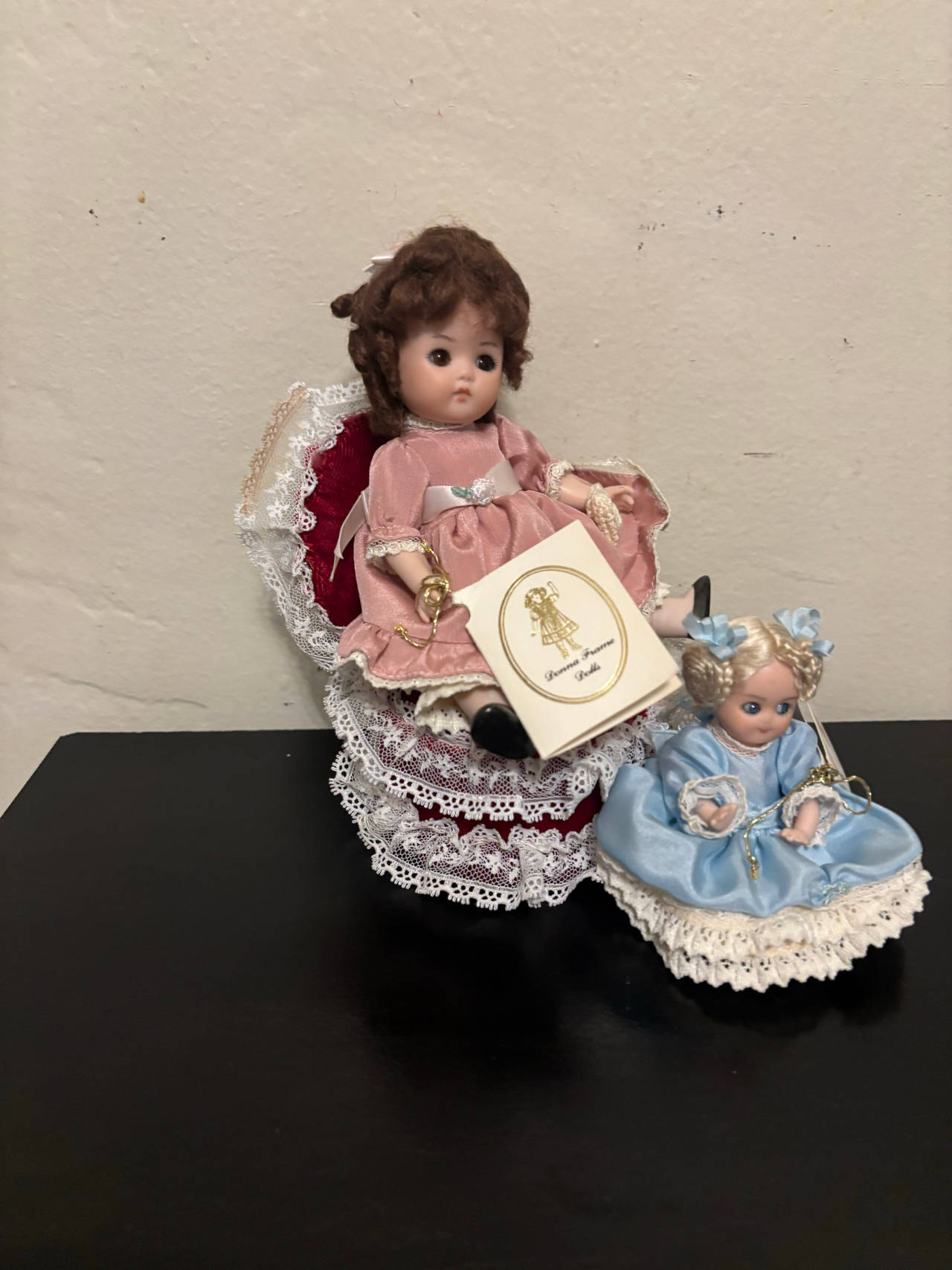 Donna RuBert Porcelain Dolls with Lace Chair