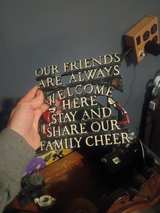 Vintage Cast Iron Welcome Family Cheer Sign - Image 1
