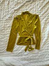 LPA Drapey Velvet Wrap Top Vintage Gold: L - Image 1