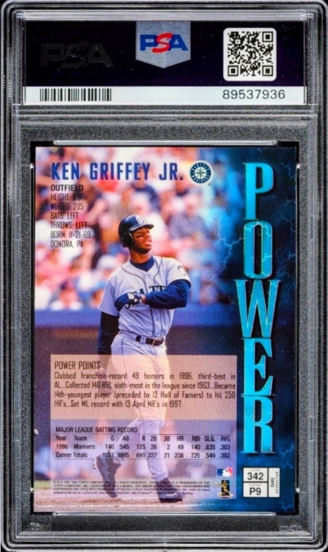 1997 Topps Finest Ken Griffey Jr. Refractor #342 PSA 10 Gem Mint