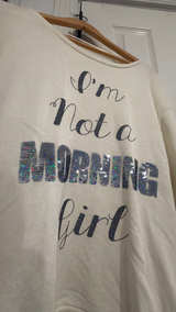 Juicy Couture I'm Not A Morning Girl White Sequin Sweatshirt Large  - Image 2