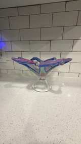 Murano Style Hand Blown Art Glass Swirl Bowl - Image 2