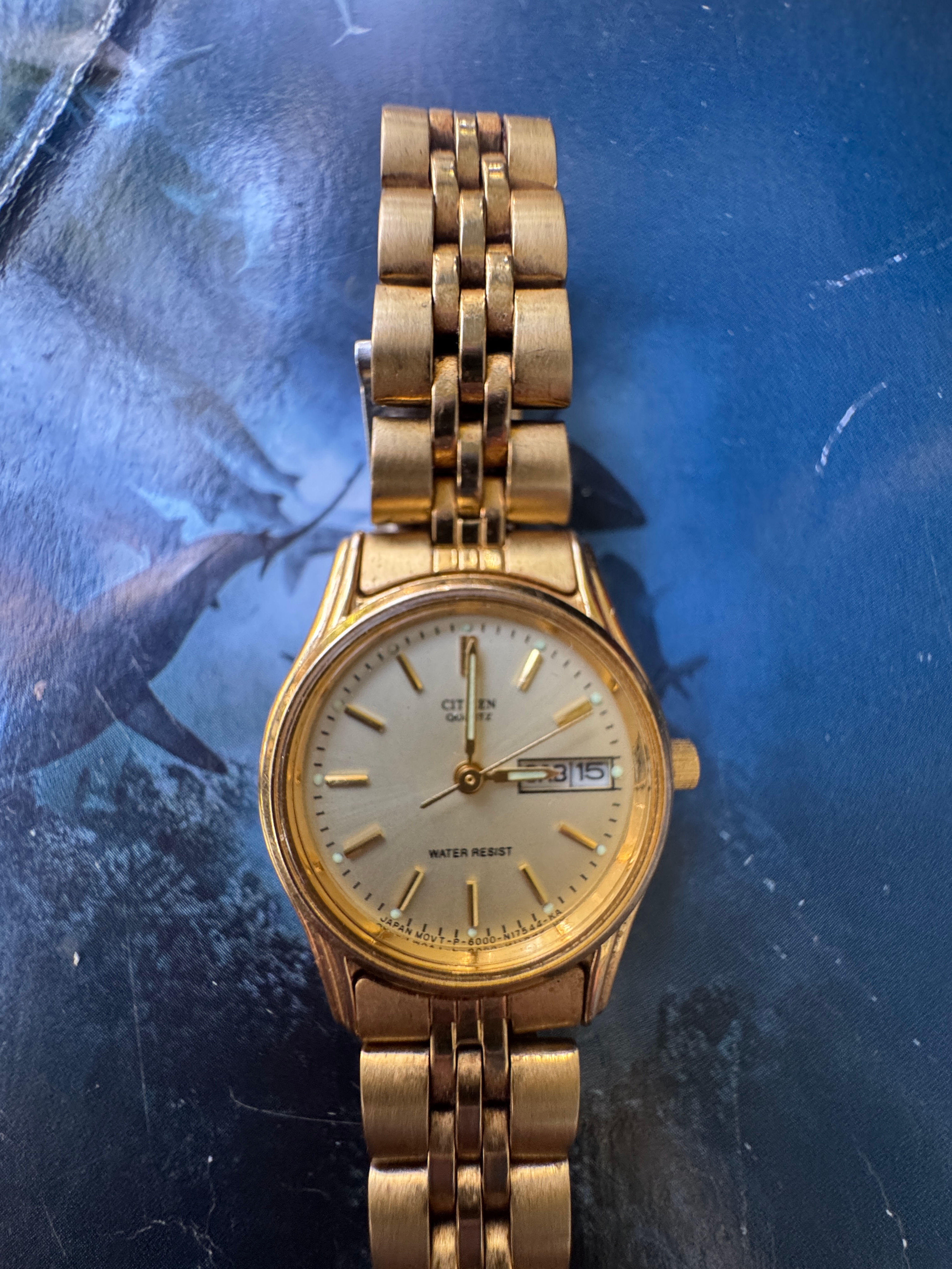 Vintage Quartz Day-Date Gold Tone Watch