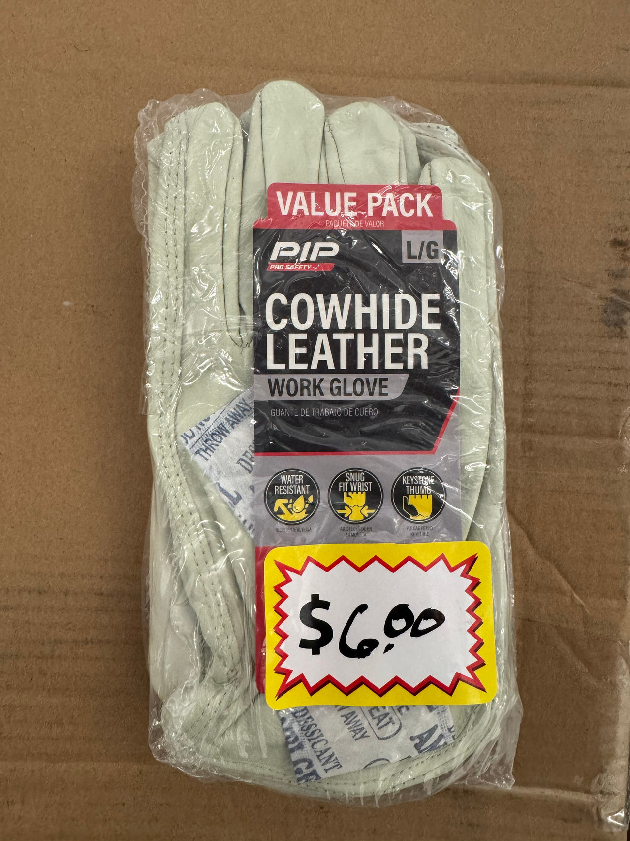 New Cowhide Leather Work Gloves Value Pack