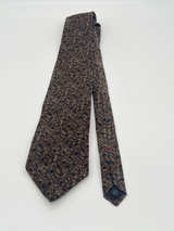 Vintage Henry Grethel Necktie Brown Taupe Blue Geometric 100% Silk 57” - Image 1