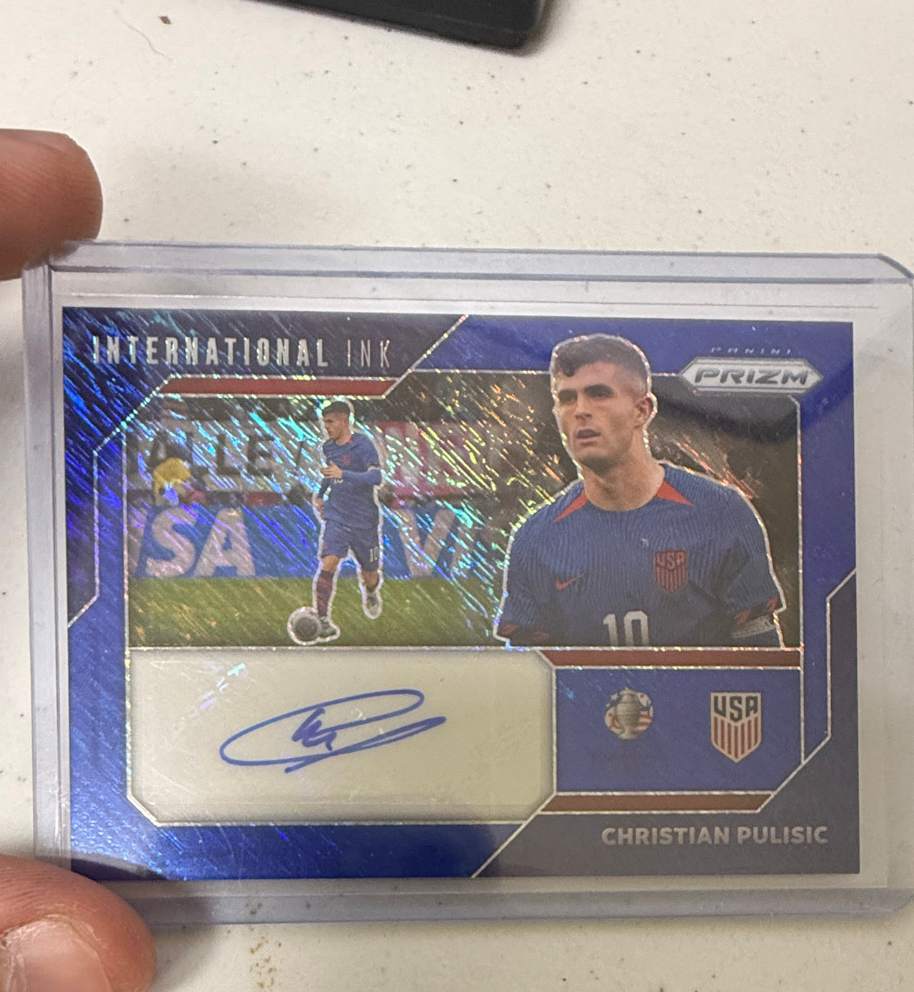 2022 Panini Prizm World Cup Christian Pulisic International Ink Blue Mojo Auto