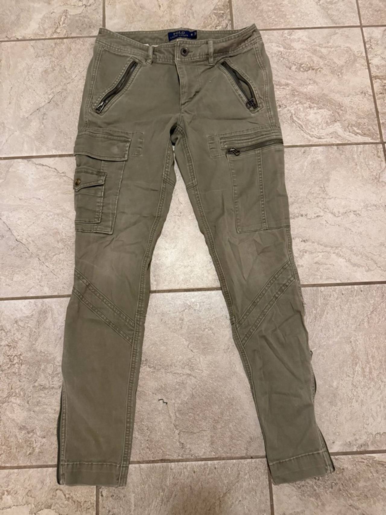 Polo Ralph Lauren Women's Olive Green Skinny Cargo Utility Pants