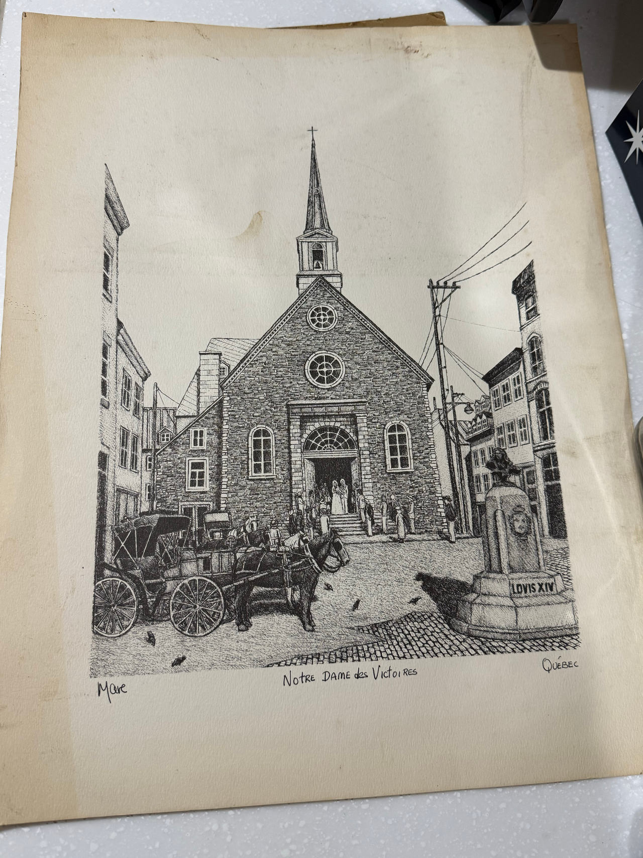 Marc Notre-Dame-des-Victoires Quebec Ink Print