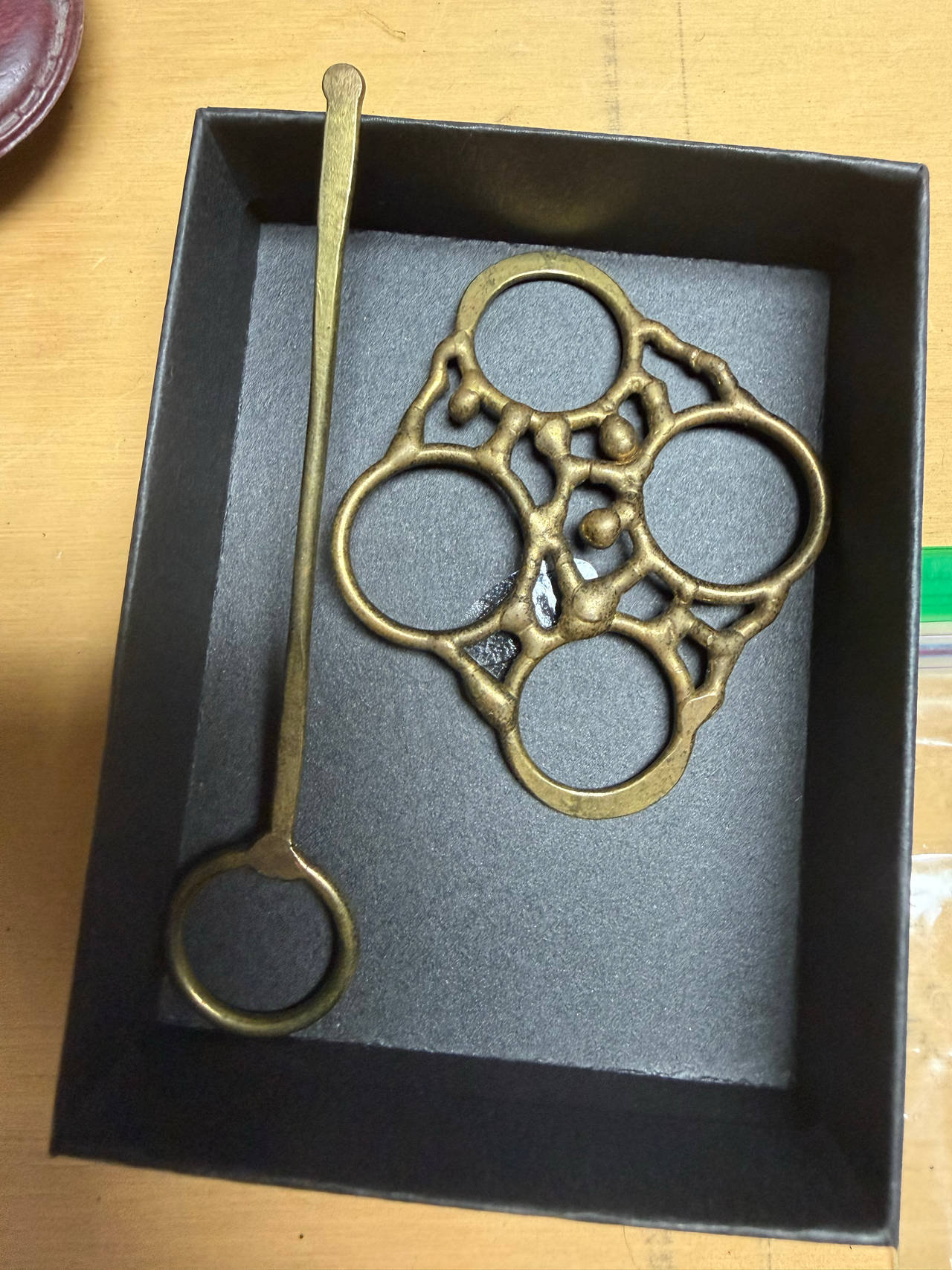 Vintage Brass Brutalist Hair Slide Shawl Pin