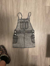 Lil Girls Grey Acid Wash Denim Overall Dress size 6/7 - Image 1