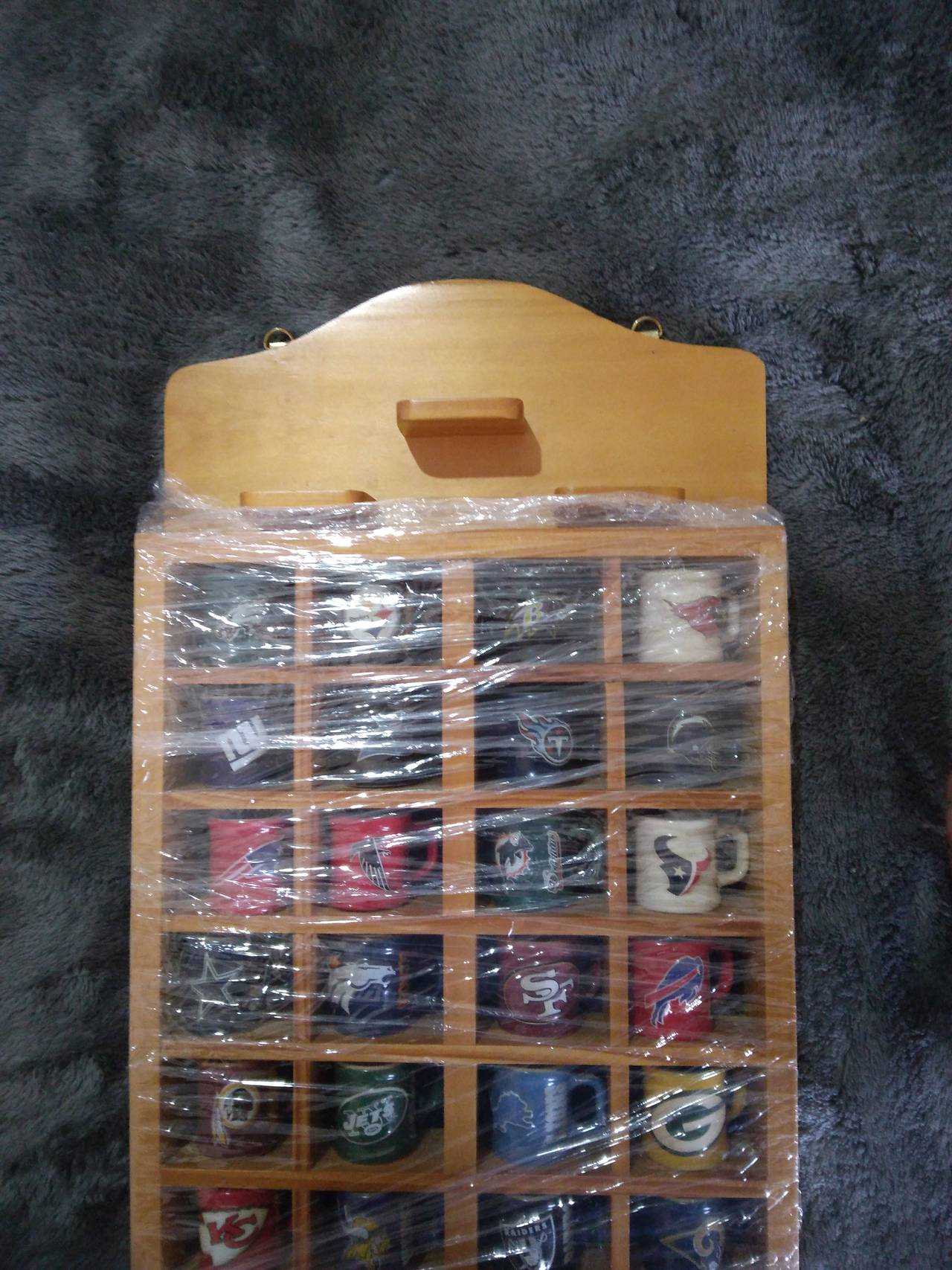 NFL 32-Team Mini Mug Collection with Wooden Display Case