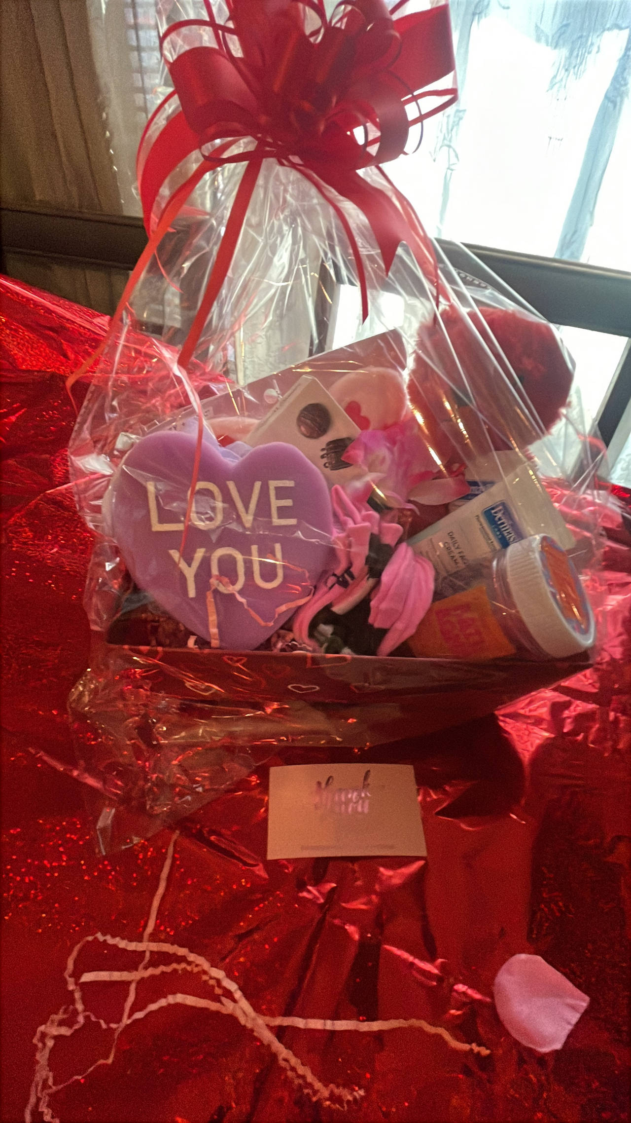 Valentine's Day Gift Basket with Plush and Skincare