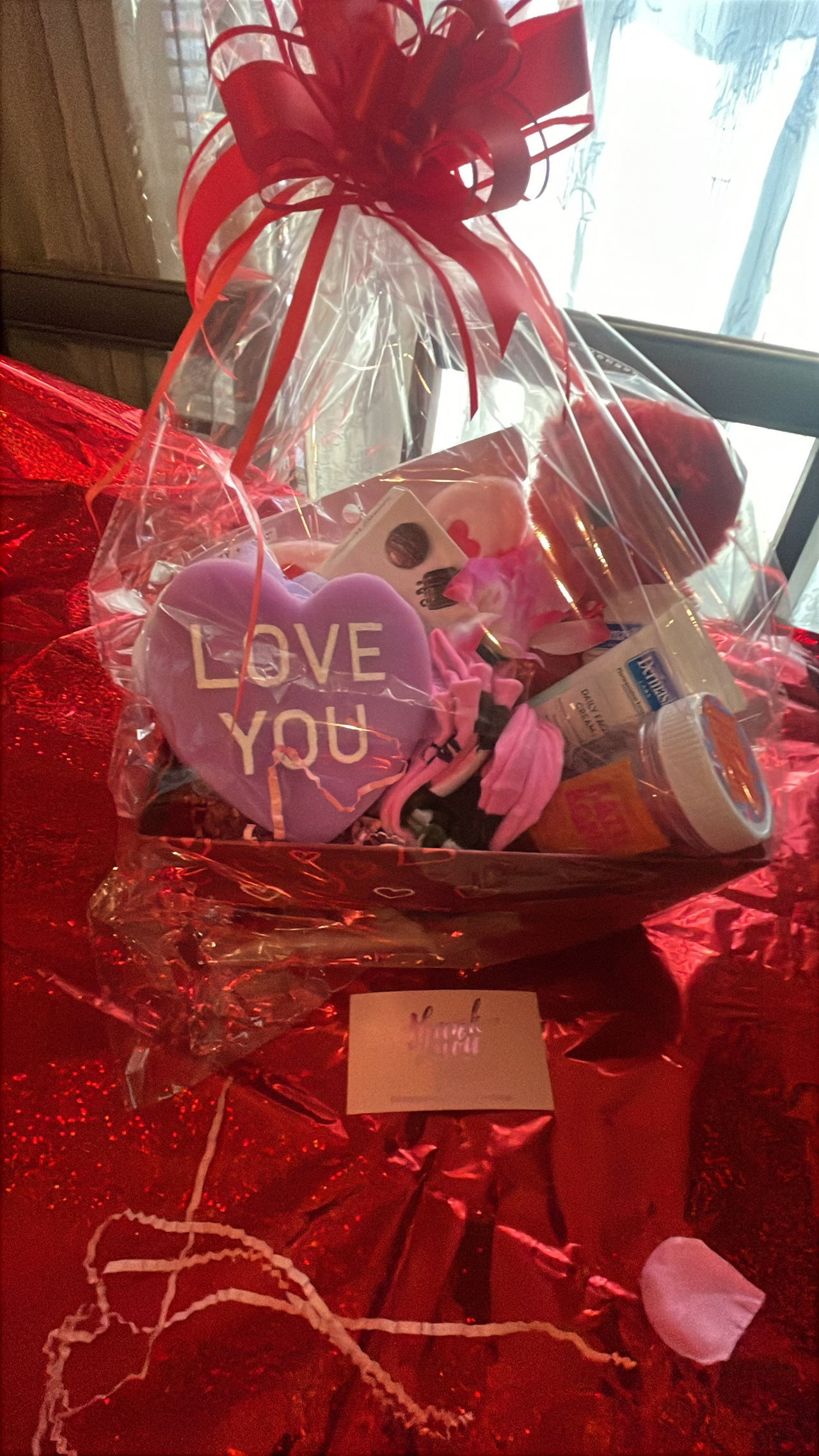 Valentine's Day Gift Basket with Plush and Skincare