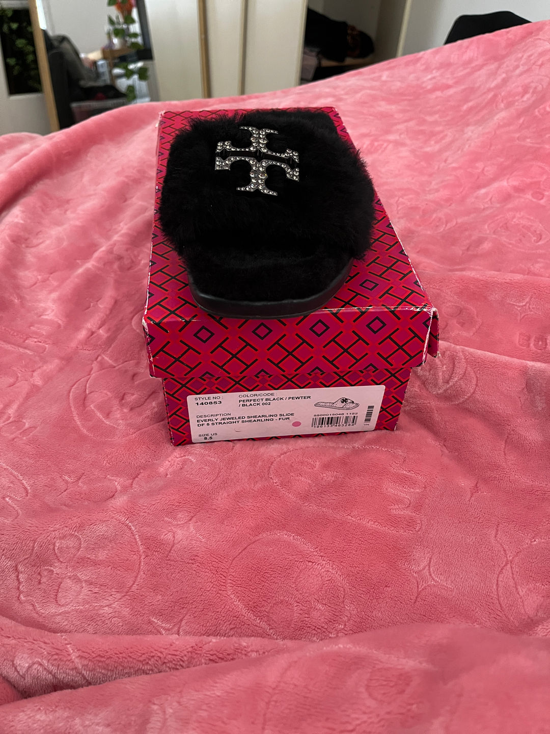 Tory Burch Double T Shearling Slide