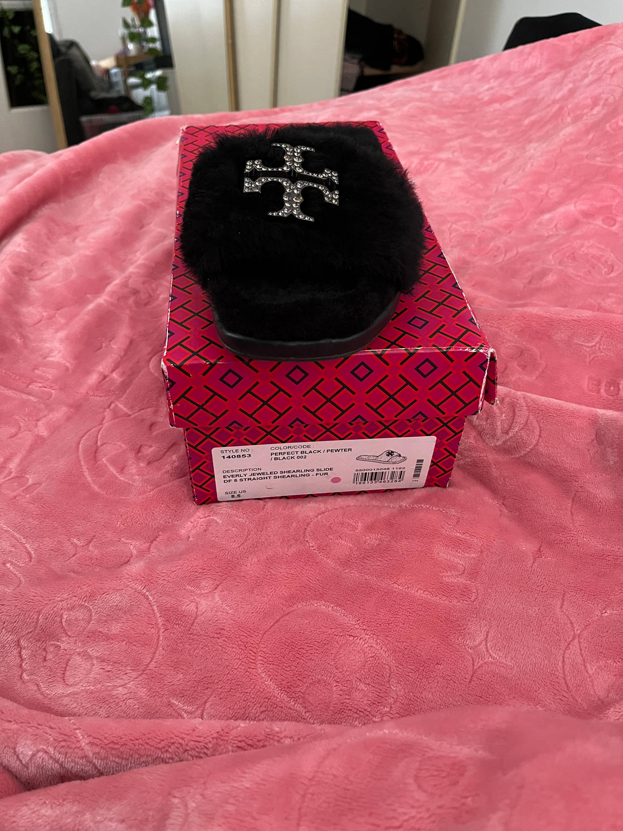 Tory Burch Double T Shearling Slide