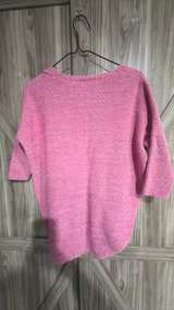 Express Pink Ribbed V-Neck Sweater Medium - Image 4