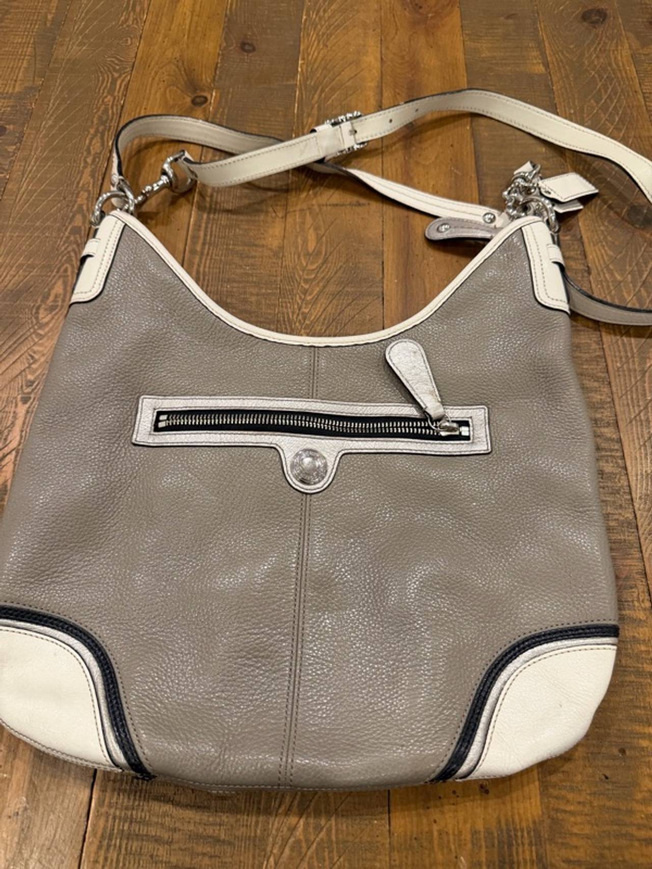 Coach Grey Patent Leather Hobo Crossbody Bag