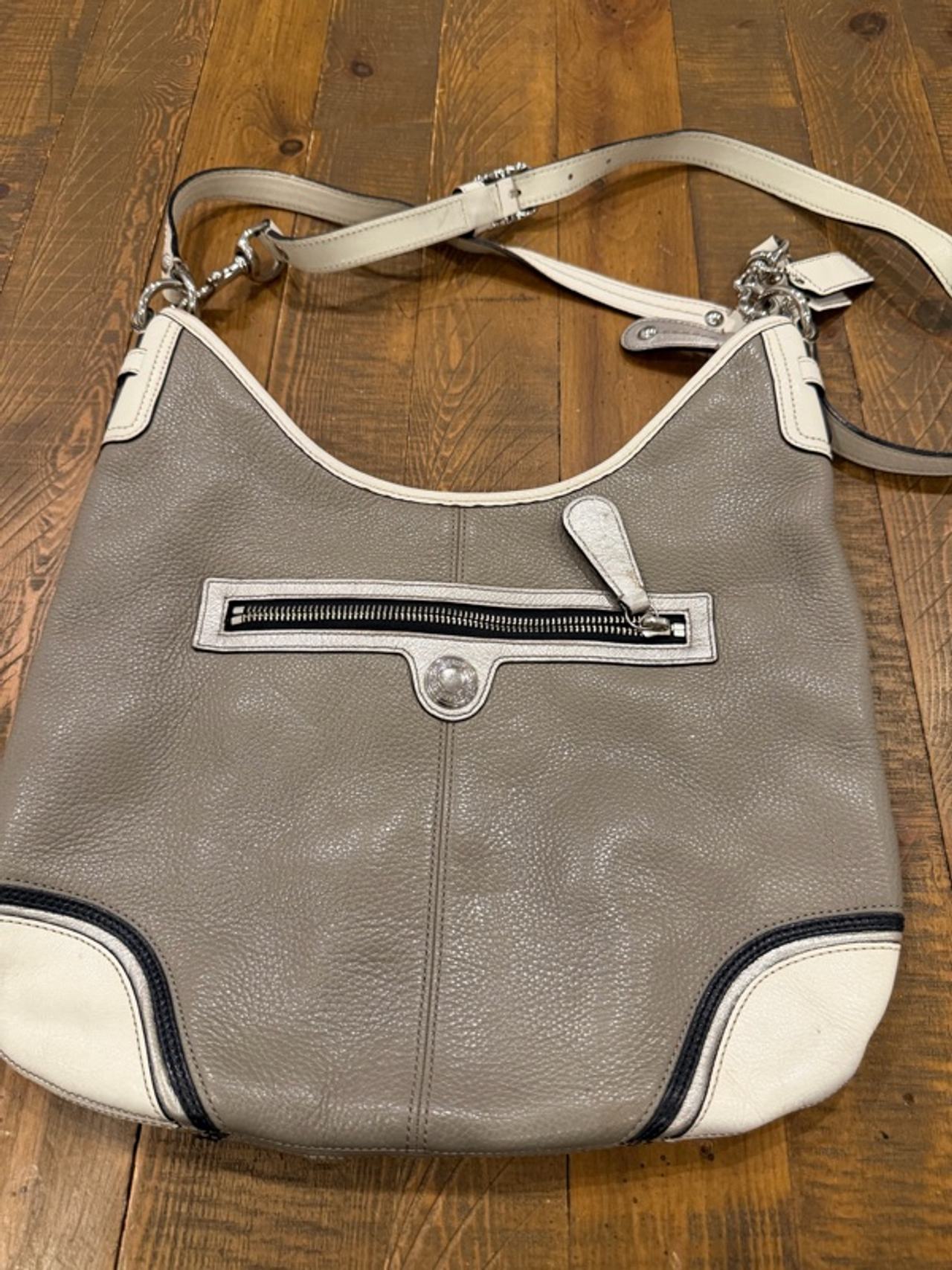 Coach Grey Patent Leather Hobo Crossbody Bag