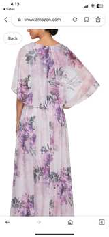 S.L. Fashions Women's Long A-line Mother of The Bride Dress with Ruched Waist, Floral Blush Capelet - Image 2