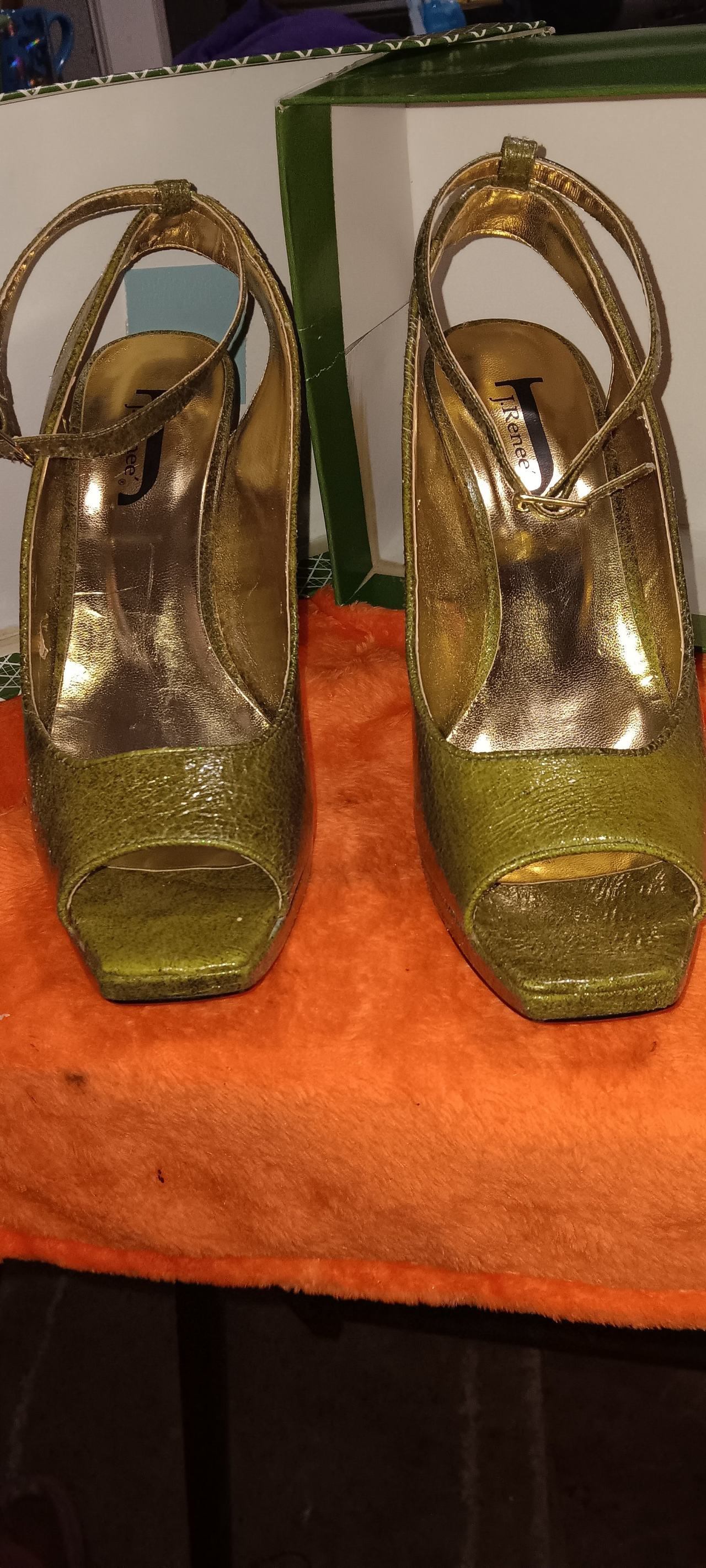 J. Renee Metallic Peep Toe Slingback Heels