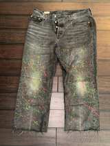 Levi's PREMIUM 501 90’s BIG E Custom Paint Splatter CUT Jeans Size 15 Womens - Image 8