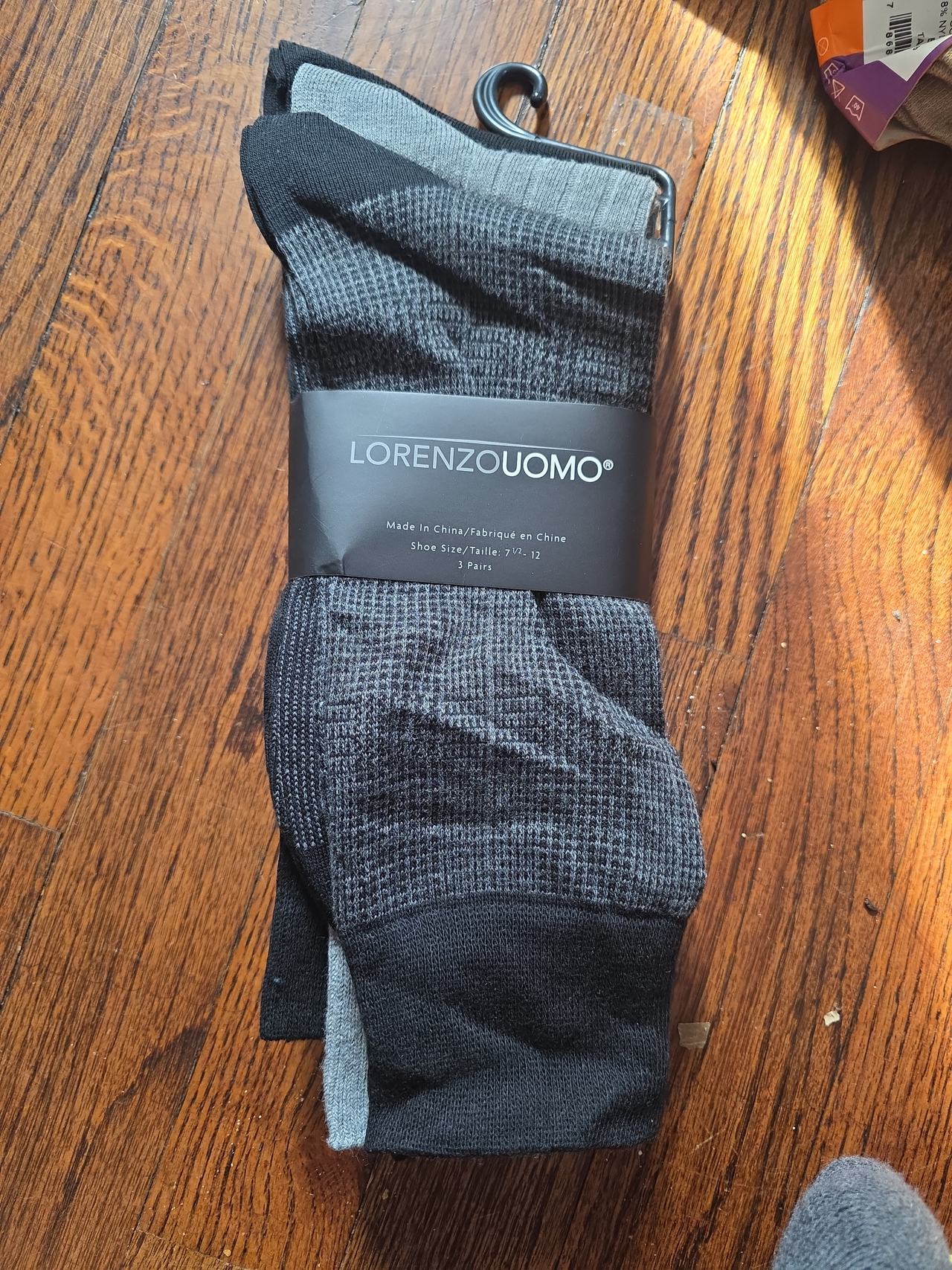 Lorenzo Uomo Waffle Knit Crew Socks 3-Pack
