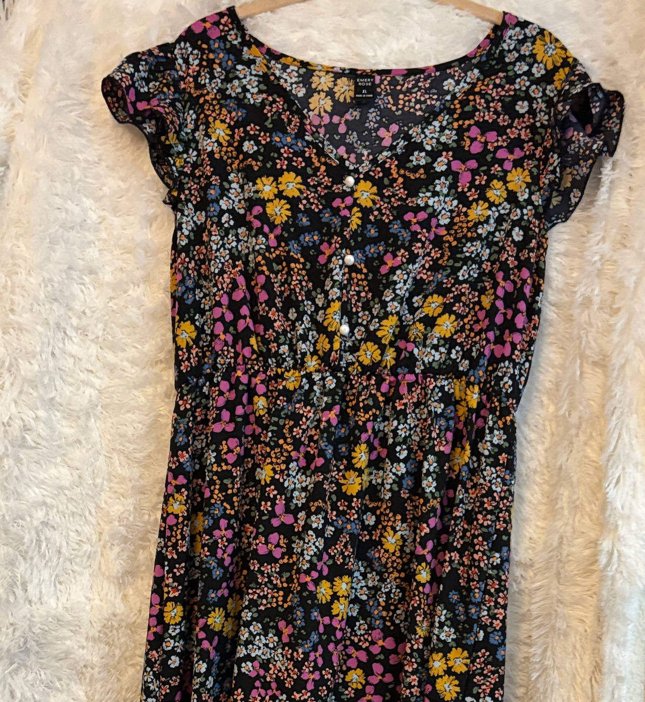 Knox Rose Floral Flutter Sleeve Button Front Dress