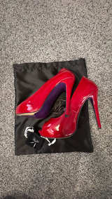 PeepToe Red Patent Leather Heels - Image 5