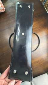 Y2K Via Spiga Black Patent Leather Brogue Shoulder Bag - Image 6