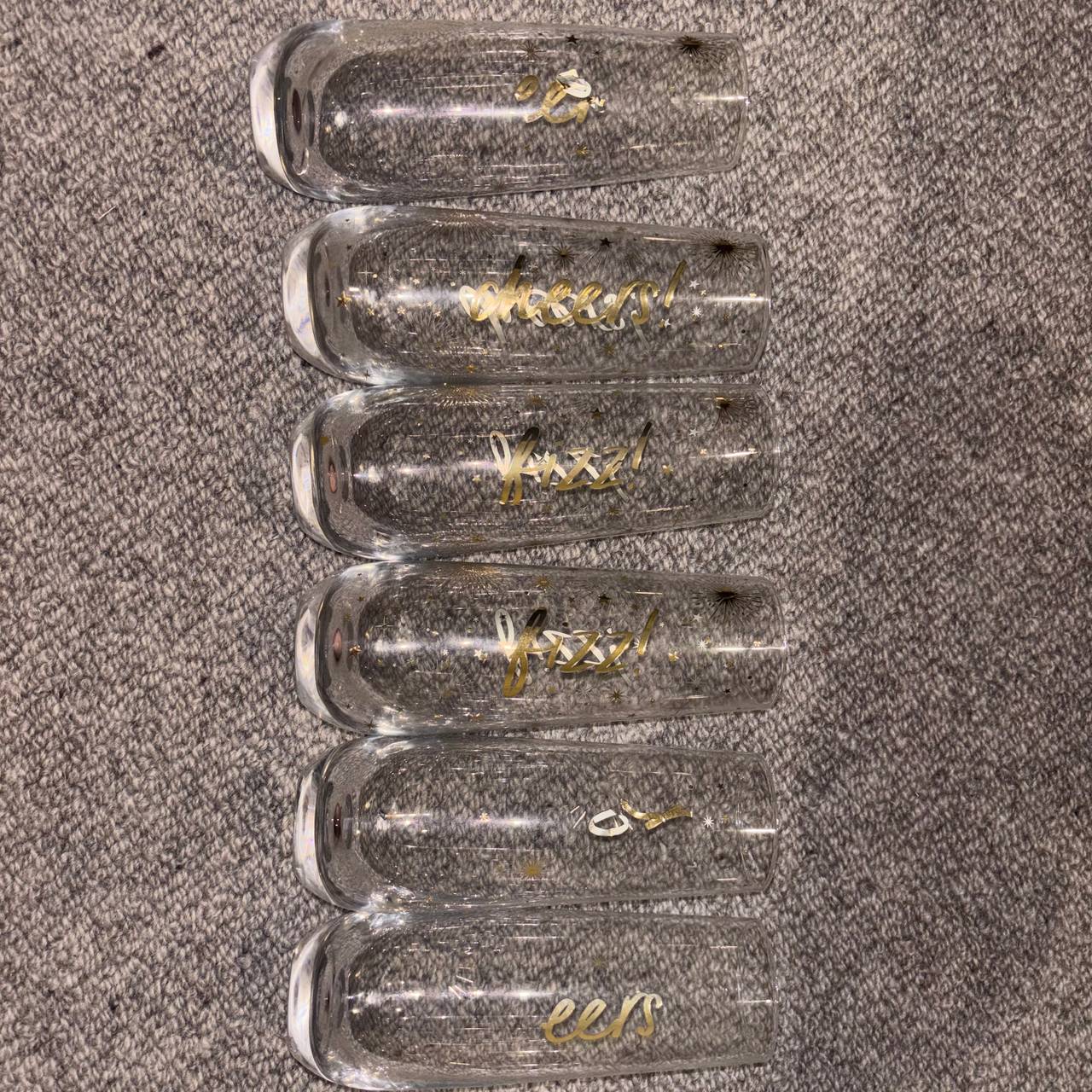 Champagne Flutes with Gold Script
