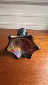 Fenton Iridescent Ribbed Blue Carnival Swung Vase - Image 6