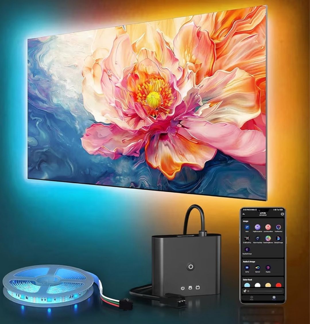 PWAYTEK TV LED Backlight with HDMI 4K30Hz Sync Box, LED Lights for 55-85 inch